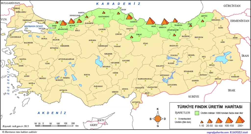 أماكن زراعة البندق في تركيا