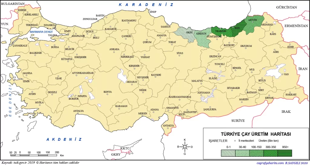 مناطق انتاج الشاي في تركيا