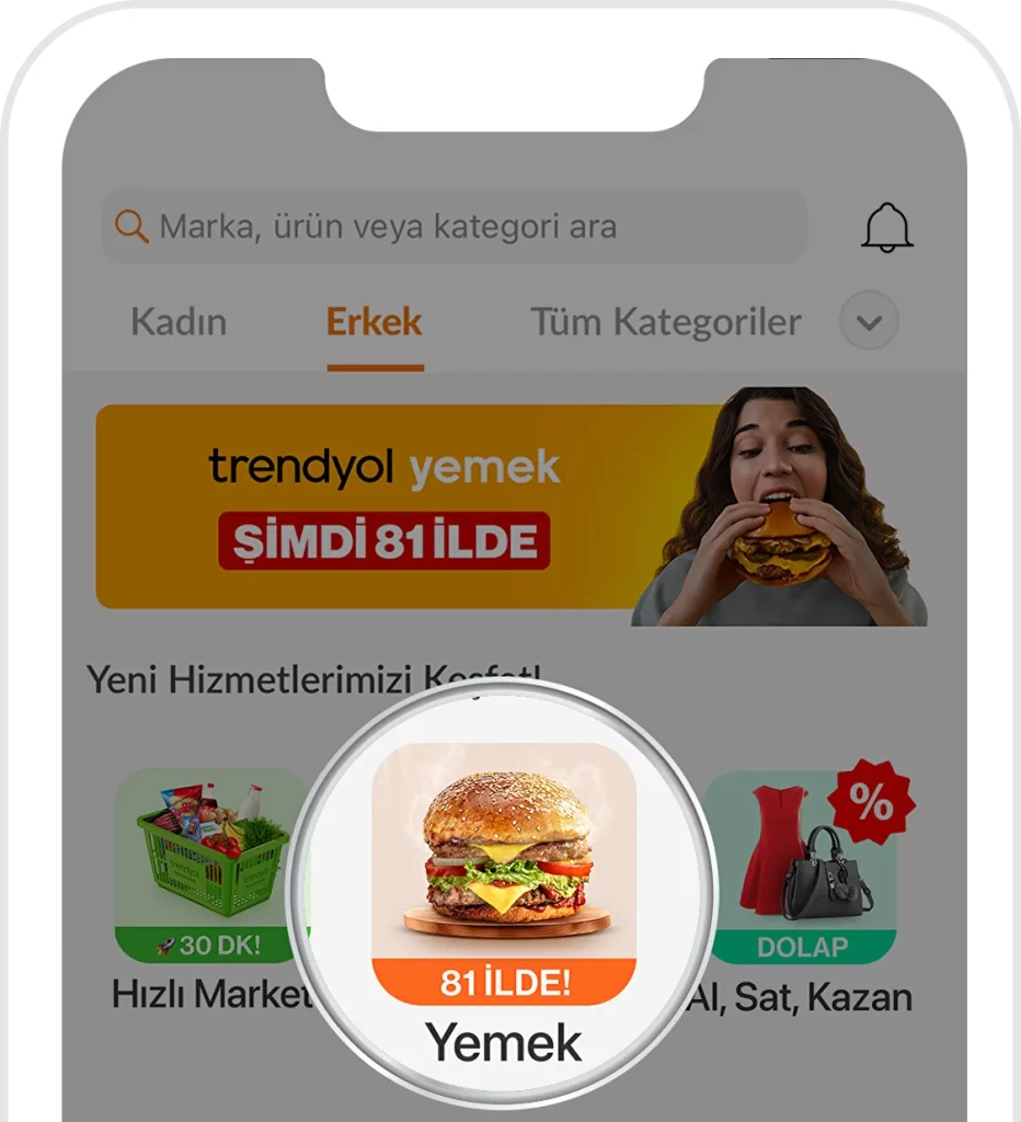 تطبيق ترينديول لتوصيل الطعام في تركيا