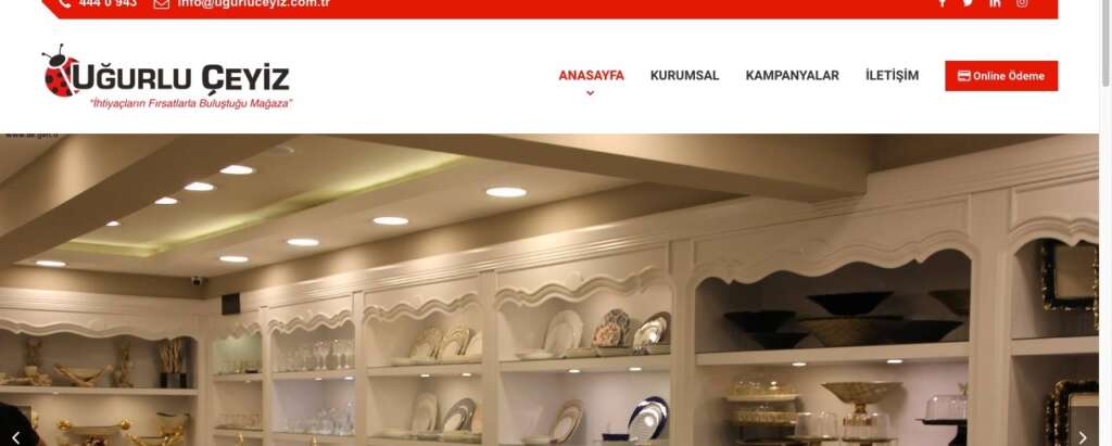 لقطة شاشة - واجهة متجر لوغو - متجر uğurlu çeyiz لبيع الأدوات المنزلية