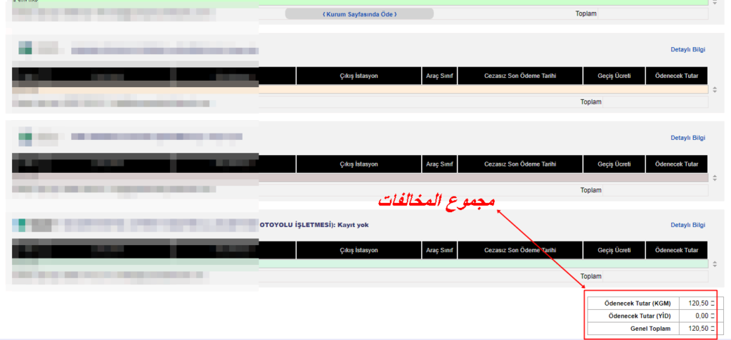 قيمة مخالفات HGS نظام الطرق السريعة في تركيا 